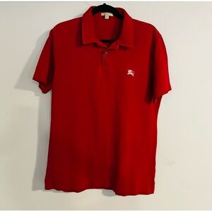 Burberry EKD Red Cotton Pique Men’s Polo Shirt Size L